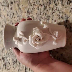 Tasia China Porcelain Vase with Sculped Roses